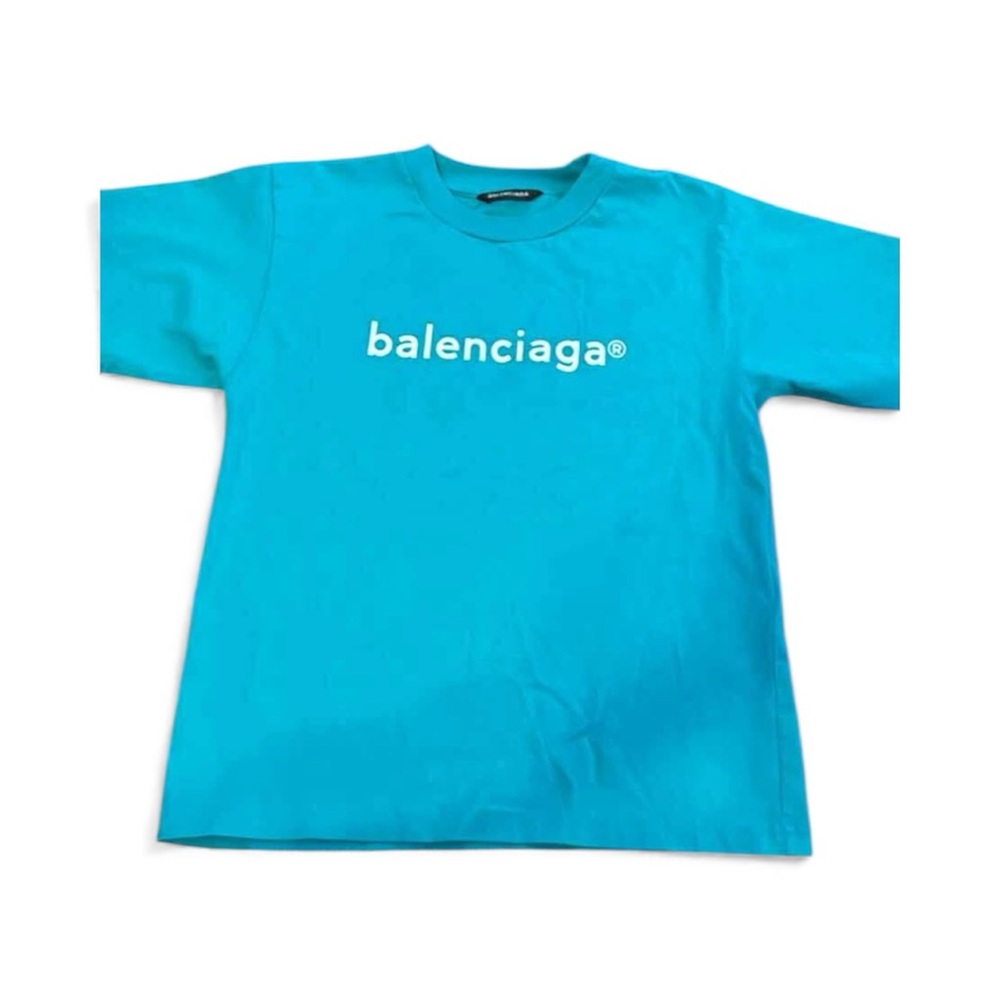 Balenciaga Kids Turquoise Short Sleeve Tee